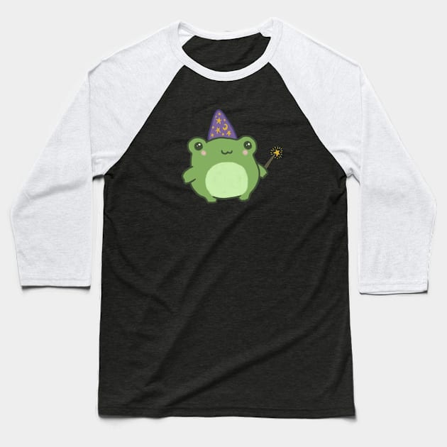 Frog Wand: A Magic Cottagecore Aesthetic with a Dash of Cute and Witchy Energy Baseball T-Shirt by Ministry Of Frogs